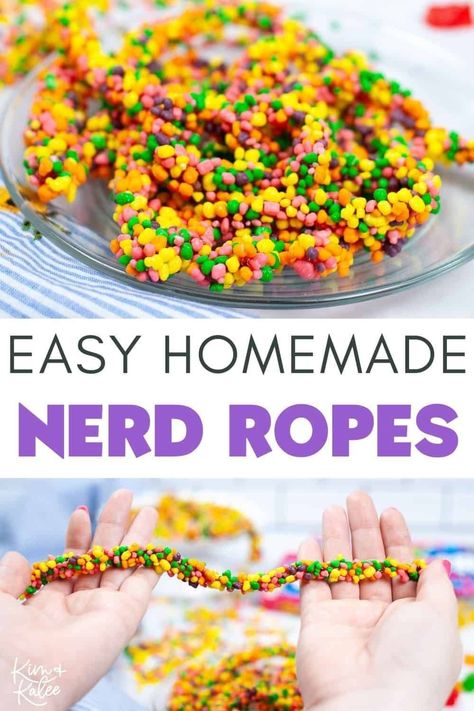 These copycat Nerds Ropes are so fun and easy to make! We'll walk you through how to make copycat Nerds Rope Candy below, but the good news is all you need is a few boxes of Nerds and some gummy bears! Nerds Gummy Clusters Diy, Nerd Ropes Recipe, Nerd Gummy Clusters Diy, How To Make Nerd Clusters, Nerd Clusters Diy, Diy Nerds Rope Candy, Edible Nerds Rope Recipe, Nerd Ropes Candy, How To Make Nerd Ropes