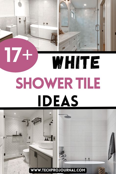 Considering a classic style, white shower tile ideas are perfect for a clean, timeless bathroom. Check out these white shower tile ideas that add elegance and brighten up small spaces Small White Shower Ideas, White Textured Tile Shower Ideas, Large White Tile Shower Ideas Wall, Bathroom White Tile Ideas, Shower Tile Timeless, White And Grey Shower Tile Ideas, Matte White Shower Tile, White Subway Tile In Bathroom, White Large Tile Bathroom