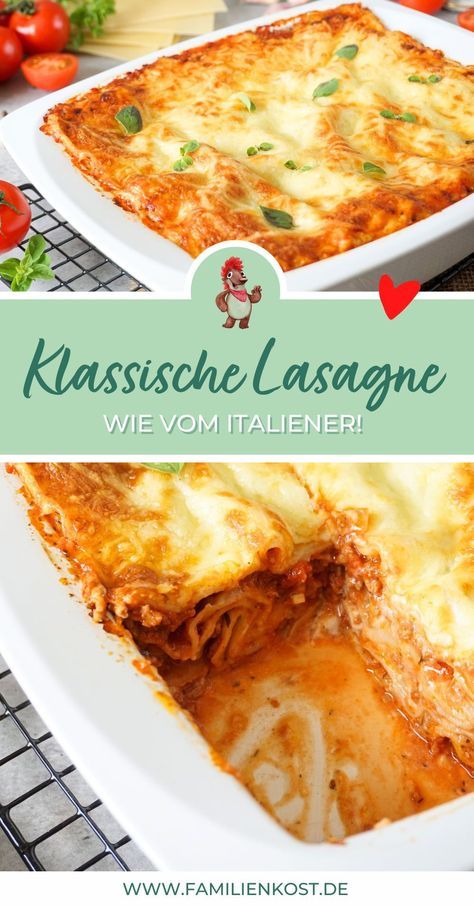 Echt italienisch und wahnsinnig lecker! Wir sind große Lasagne-Fans, vor allem unsere Kinder könnten sie fast jeden Tag essen. Mit meinem einfachen Lasagne Rezept holst du dir einen Hauch Italien auf deinen Tisch. Familienkost.de, Pasta Rezepte, Nudelsalat, Nudelauflauf, Nudelauflauf Rezepte, Nudel Rezepte, Nudelgerichte, Nudelsalat Rezept, Mittagessen Familie, Spaghetti Rezepte, Tortellini Rezepte, Gnocchi Rezepte, Familiengerichte, Pasta Alfredo, Lasagne Rezepte, Lasagne Rezept klassisch Pasta Alfredo, German Food, Main Course, Finger Foods, Food Inspiration, Food And Drink, Pasta