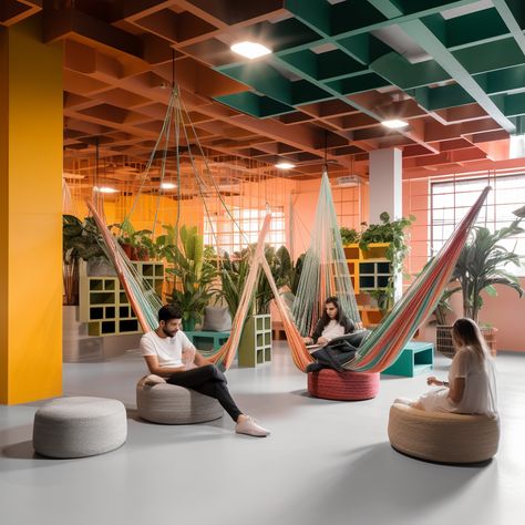 Cozy Corporate Office, Creative Office Space Workspaces Design, Corporate Office Design Workspaces, Kursi Ban, Coworking Space Design, Google Office, Neural Pathways, Coworking Office, School Interior