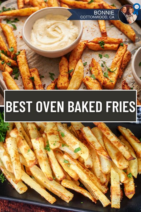 Best Oven Baked French Fries Recipe Homemade Fries In Oven, Crispy Baked French Fries, Oven French Fries, French Fry Recipe Baked, Fried Fries, Potato Fries Baked, Oven Baked French Fries, Baked French Fries, Oven Baked Fries