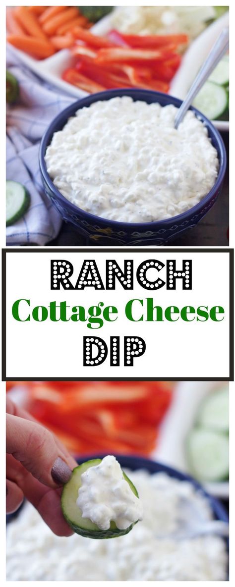 This Ranch Cottage Cheese Dip is absolutely delicious and so simple to make! It's a delicious way to help get our kiddos to eat more veggies. Cottage Cheese Dip Recipes, Cheese Chip Dip, Cottage Cheese Dip, Ranch Cottage, Vegetable Dip Recipe, Cottage Cheese Recipes Healthy, Cottage Cheese Dips, Cheese Dips, Queso Cottage