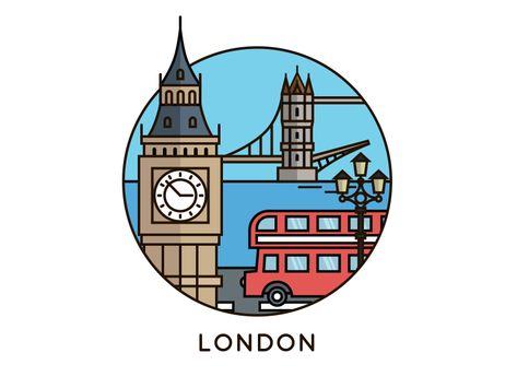 London tower bridge big ben bus illustration london Big Ben Tattoo, 블로그 디자인, London Drawing, London Illustration, 심플한 그림, London Icons, 달력 디자인, City Icon, England London