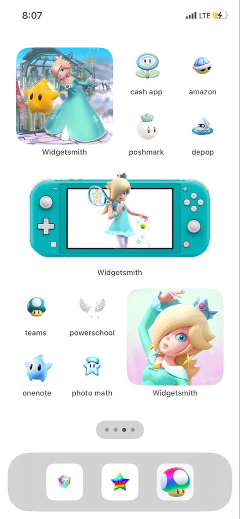 Rosalina Phone Theme, Nintendo Homescreen Layout, Nintendo Phone Theme, Mario Phone Theme, Mario Homescreen Layout, Widget Inspiration, Home Screen Pictures, Home Screen Inspo, Ios Layout