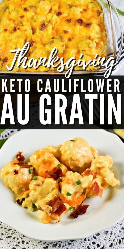 Keto Cauliflower Casserole, Cauliflower Au Gratin, Easy Cauliflower Recipes, Easy Thanksgiving Sides, Cauliflower Side Dish, Salmon Recipes Baked Healthy, Bacon Casserole, Vegetable Casserole Recipes, Keto Holiday Recipes