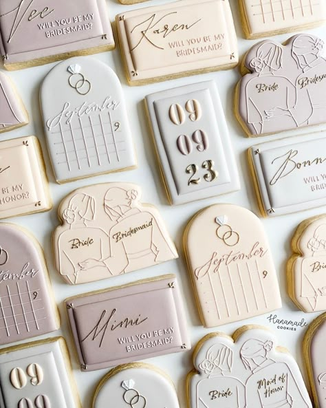 Bridesmaid Royal Icing Cookies, Calendar Cookies Bridal, Cookies Bridesmaid Proposal, Bridesmaid Proposal Cookies Boho, Bridesmaid Proposal Food, Bridesmaids Proposal Cookies, Bridal Proposal Cookies, Bridal Party Proposal Cookies, Will You Be My Bridesmaid Cookie