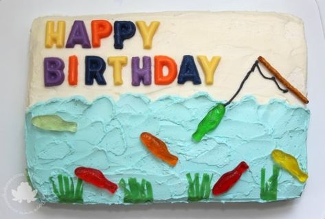 Birthday Cake For Men Easy, Fish Birthday Cake, Happy Fathers Day Cake, Fish Cake Birthday, Fishing Cake, Fish Birthday, New Birthday Cake, Dad Birthday Cakes, Fishing Birthday Party