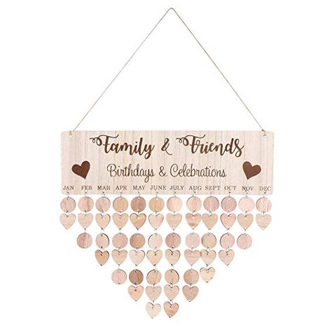 Amazon.com: LIOOBO DIY Hanging Wooden Birthday Reminder Calendar - Famliy and Friends Birthdays Celebrations: Home & Kitchen Family Birthday Plaque, Family Birthday Board, Wooden Calendar, Calendar Craft, Calendar Reminder, Calendar Board, Birthday Reminder, Hanging Calendar, Diy Calendar