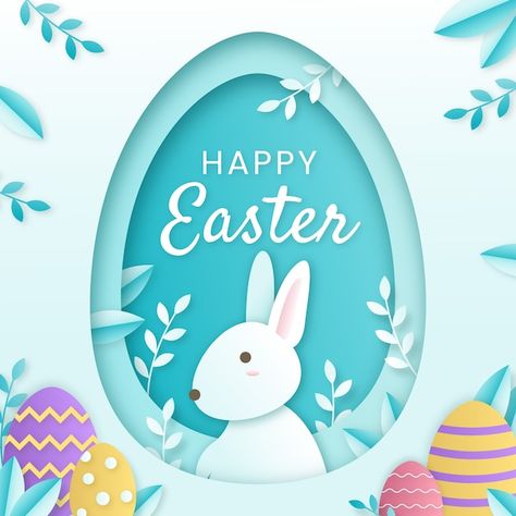 Paper style happy easter illustration | Premium Vector #Freepik #vector #easter-sunday #easter #easter-holiday #easter-bunny Happy Easter Illustration, Dog Outline, Easter Illustration, Brighter Days, Painted Flower Pots, Easter Sale, Paper Style, Happy Easter Day, Painted Flower