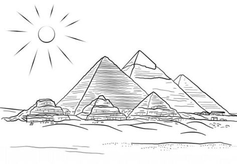 Pyramids Drawing, Pyramid Tattoo, Ancient Egypt Pyramids, Egyptian Drawings, Giza Pyramids, Ancient Pyramids, Egypt Tattoo, Pyramids Egypt, Great Pyramid Of Giza