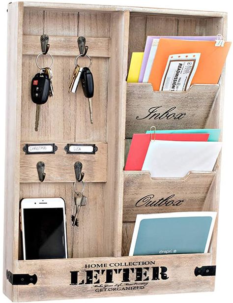 Alan Garcia, Diy Mail Organizer, Modern Key Holder, Key Holder Diy, Mail Organizer Wall, Mail And Key Holder, Key Holder For Wall, Wooden Key Holder, Compartment Organizer