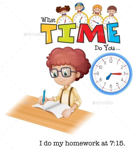 Boy Doing Homework at 7:15 #Boy, #Homework Anime Doing Homework, Sketches On Homework, Homework Clipart, Parents Helping With Homework, Do Your Homework, Doing Homework, Do Homework, Time Activities, Vocabulary Activities