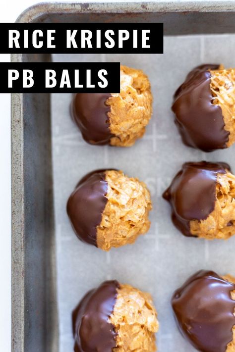 Peanut Butter Balls with Rice Krispies are a delicious no bake treat that can be made with only four ingredients in under 30 minutes. Peanut Butter Rice Krispie Balls, Chocolate Dipped Peanut Butter Balls, Rice Krispie Balls, Acne Recipes, Arepas Recipe, Pineapple Dump Cake, Peanut Butter Rice Krispie Treats, Rice Krispie Bars, Baked Dips