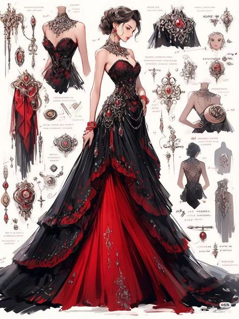 Vampire Gown, Masquerade Ball Outfit, Royalty Outfits, Dreamy Gowns, Fest Outfits, Dress Design Drawing, Old Fashion Dresses, Dress Art, Fantasy Clothes