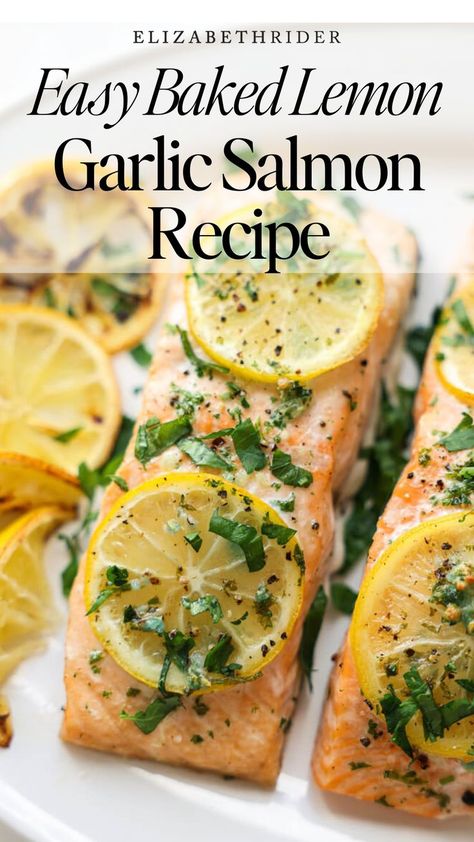 If you try any of my recipes, let it be this one. This baked lemon garlic salmon recipe is perfectly flaky and bursting with a glorious combination of bright and rich flavors.Lately, I’ve been having a love affair with salmon. I have always been a fan of fish, but these last few weeks I can’t seem to get enough. #BakedSalmonRecipe #LemonGarlicSalmon #EasySalmonRecipes Lemon Salmon Recipes Baked, Lemon Salmon Recipes, Easy Salmon Recipe, Baked Salmon Lemon, Salmon Meal Prep, Salmon Recipes Baked Healthy, Lemon Garlic Salmon, Spring Salad Recipes, Garlic Salmon