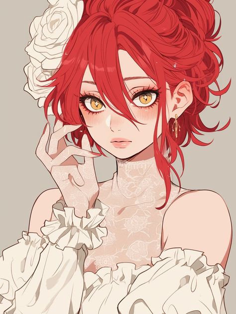 Redhead Anime Characters, Red Haired Anime Woman, Red Hair Female Oc, Anime Face Female, Anime Oc Female Red Hair, Red Hair Girl Drawing, Red Hair Fantasy Art, Red Hair Manhwa, Red Anime Hair