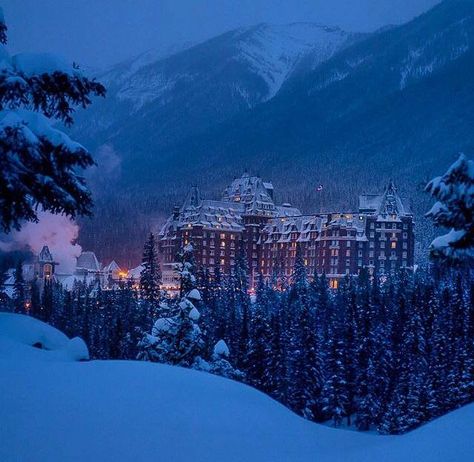 Haunted Christmas, Canada Aesthetic, Banff Springs Hotel, Fairmont Banff Springs, Fairmont Banff, Banff Alberta, Magical Winter, Ski Trip, Winter Aesthetic