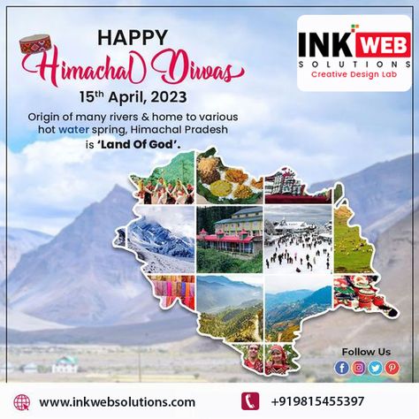 We live where we belong.We take pride that our home is in the land of gods. Ink Web Solutions wishes Happy Himachal Day to the people of Himachal. Himachal Day, Website Maintenance, Website Designing, Web Designing, Best Website, Himachal Pradesh, Web Development Company, Web Design Company, Design Lab