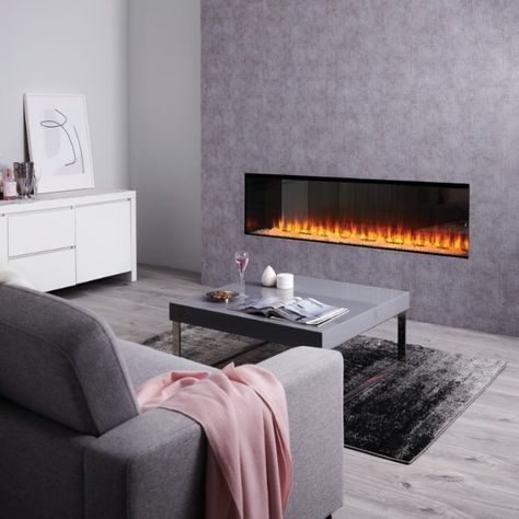 Chic ✅ Clean ✅ Elegant ✅ The new 63" British Fires New Forest Electric Fireplace is for the modern aesthetic lovers. Its clean lines and uniform flames elevate any room it goes in. Fire Feature Wall, Wall Gas Fires, Modern Wood Burning Stoves, Inset Stoves, Inset Electric Fires, Natural Gas Fireplace, Gas Fireplace Insert, Fireplace Beam, Outdoor Gas Fireplace