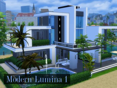 johnDu's Modern Lumina 1 Hill View, Futuristic House, Easy Minecraft Houses, Sims 4 House Building, Casas The Sims 4, Sims Building, Sims House Plans, Modern House Facades, House Layout Plans