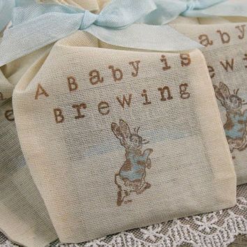 Tea Bag Favors, Peter Rabbit Party, Baby Is Brewing, Rabbit Nursery, Bunny Baby Shower, Baby Shower Tea, Baby Shower Inspiration, Fiesta Baby Shower, Rabbit Baby