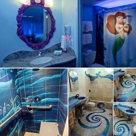 Little mermaid Ariel bathroom Little Mermaid Bathroom Ideas, Bathroom Ideas Bohemian, Boy And Girl Shared Bathroom, Mermaid Bathroom Ideas, Little Mermaid Bathroom, Pinterest Bathroom, Lil Mermaid, Girl Bathroom Decor, Sea Bathroom