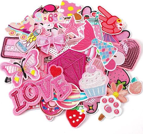 Amazon.com: 36pcs Pink Embroidered Patches Random Assorted Styles Pink Theme Iron on Patches for Girls Western Cowgirl DIY Sew Applique Repair Patch Cute Preppy Sew on Patches for Backpacks Pants Clothes Jeans Patches For Backpacks, Pink Iron, Sew Applique, Theme Pink, Clothes Jeans, Hot Melt Adhesive, Daily Clothes, Pink Theme, Repair Clothes