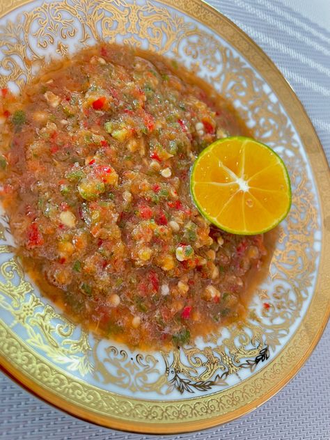 Sambal Belacan - a Malaysian condiment made with fresh red chilies, lime juice, salt and sugar. Sambal Belacan, Red Chili, Lime Juice, Chili, Juice, Condiments, Salt, Ethnic Recipes, Red