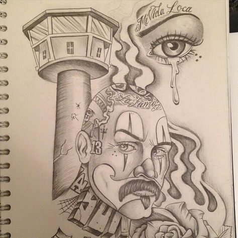 Arte Prison Art Drawings Tattoo, Prison Tower, Tower Tattoo, Prison Drawings, Punisher Artwork, Cool Tattoo Drawings, Latino Art, Prison Art, Clown Tattoo