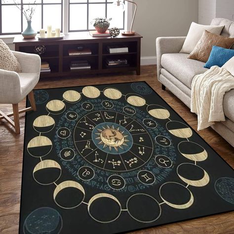 PRICES MAY VARY. RUG SIZE: The size is 4x5.3 Feet/47x63 inch(120x160cm). The picture is for reference only, please measure the actual size before purchasing. COMFORTABLE & SOFT: Our carpets are made of selected soft polyester fiber, the stitching around the edges of the carpet is delicate and sturdy, the carpet is durable and comfortable, keeping your feet away from the cold of the floor and providing you with a comfortable area. Our carpets can be used all year round. NON-SLIP & EASY TO CLEAN: Esoteric Bedroom, Celestial Room Decor, Indoor Outdoor Living Room, Celestial Room, Kid Room Carpet, Room Carpet, Patio Flooring, Animal Room, Yoga Room