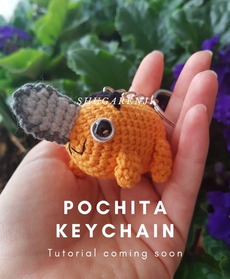 Keychain Amigurumi Pattern, Pochita Crochet Pattern, Crochet Anime Keychain, Anime Crochet Keychain, Pochita Keychain, Pochita Crochet, Crochet Keychain Pattern Free, Crochet Amigurumi Keychain, Pride Crochet