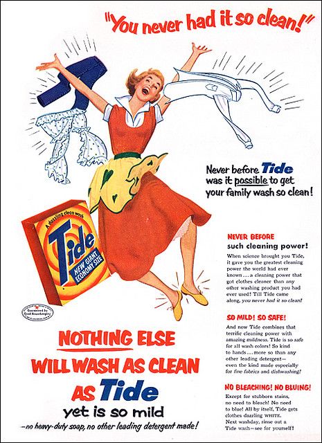 Even by 1950s standards that a heavy dose of excitement in one ad! :) #vintage #ad #homemaker #1950s #laundry Laundry Detergent Ads, Tide Laundry, Procter And Gamble, Vintage Laundry, Old Advertising, Old Advertisements, Poster Ads, Retro Advertising, Retro Ads