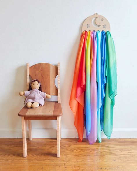 Playsilk Display, Shop Shelving, Family Room Walls, Open Ended Toys, Children Learning, Play Spaces, Rainbow Gift, Wooden Stars, Waldorf Toys