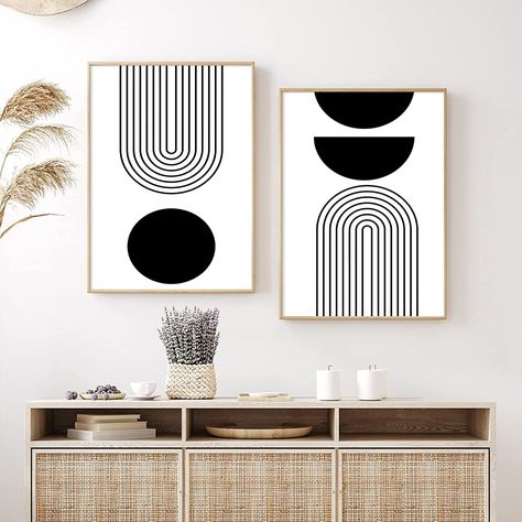 Boho Canvas Painting, Canvas Painting Minimalist, Wall Painting Frames, Art Prints Black And White, Minimalist Art Prints, Boho Canvas, Black And White Line Art, Prints Black And White, Apartment Checklist