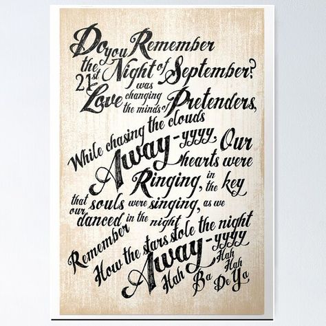 "Do You Remember The 21St Night Of September Poster" Poster for Sale by Chmielewski-2 | Redbubble 21st Night Of September Wedding, 21st Night Of September, September Wedding, Poster Poster, Stars At Night, Do You Remember, Sale Poster, Poster Design, For Sale