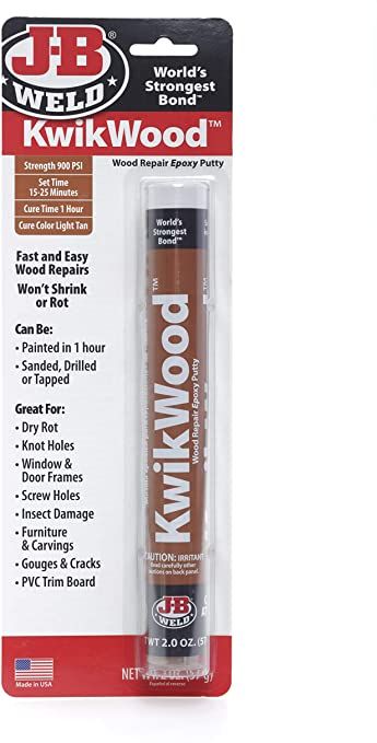 J-B Weld 8258 KwikWood Wood Repair Epoxy Putty Stick-7 inch - Automotive Adhesives And Sealants - Amazon.com Rotten Wood Repair Diy, Wood Repair Putty, Dog Chewed Wood Repair, How To Fix A Stripped Screw Hole, How To Fill Holes In Wood With Epoxy, Pvc Trim Boards, Epoxy Putty, Trim Board, Pvc Trim