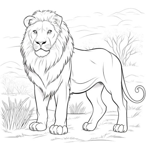 Leu Animal, Lion Drawing Outline, Lion Drawing Sketches, Lion Drawing Easy, Realistic Lion Drawing, Fall Coloring Pictures, Lion Drawing Simple, Animal Sketches Easy, Save Water Poster Drawing