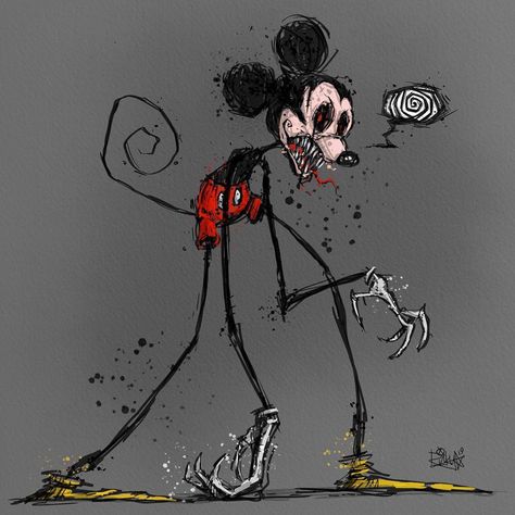 Mickey Mouse [as a monster] (Drawing by MrRevenge @Instagram) #Disney Mickey Mouse Horror Art, Scary Disney Drawings, Scary Mickey Mouse Drawing, Scary Disney Characters, Dark Disney Drawings, Mickey Mouse Pfp, Creepy Mickey Mouse, Scary Mickey Mouse, Mickey Mouse Horror