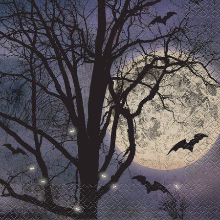 Spooky Night, Halloween Party, Napkins, Moon, Halloween