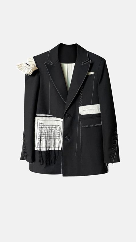 Black Womens Suit, Patchwork Blazer, Deconstruction Fashion, Reworked Clothes, Detail Couture, Blazer For Women, Future Outfit, Patchwork Dress, Female Fashion