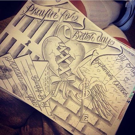 Locked up letter love Rachel Tattoo, Prison Love, Traditional Chicano Tattoos, Prison Drawings, Cute Pictures To Draw, Art Chicano, Chicano Love, Drawings For Boyfriend, Prison Art