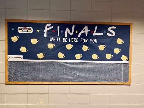 Dorm Bulletin Board Ideas, Finals Bulletin Board, College Bulletin Board, Bulletin Board Themes, Friends Bulletin Board, Residence Life Bulletin Boards, Dorm Bulletin Boards, Door Decorations College, Time Management College Student