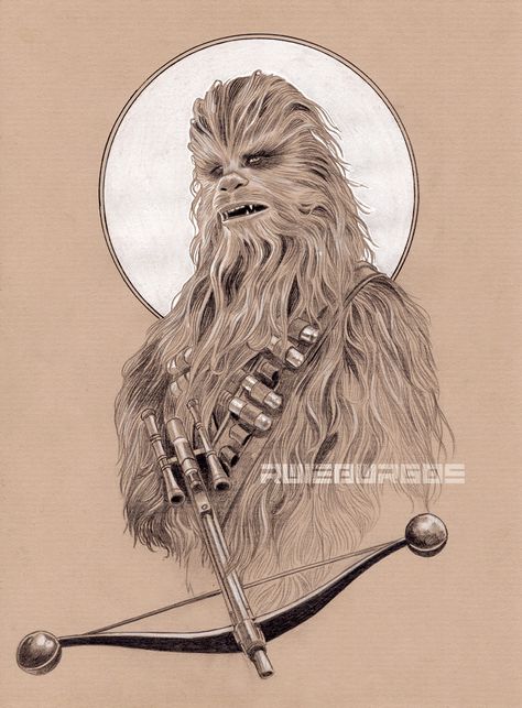 Chewbacca Drawing, Chewbacca Art, 10k Followers On Instagram, Chewbacca Dog, Star Wars Art Drawings, Star Wars Illustration, Star Wars Cartoon, Star Wars Drawings, Star Wars Tattoo