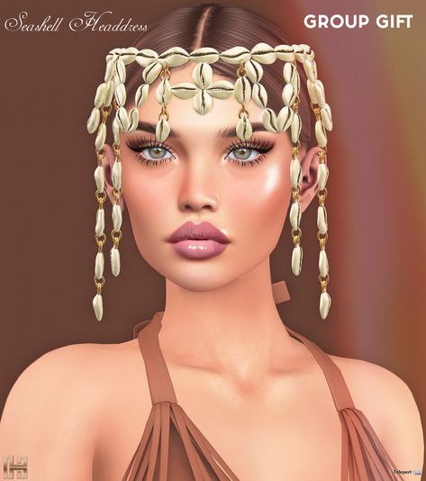 Group Gifts, Shell Necklace, Sims 4 Cc, Shell Necklaces, Second Life, Headdress, Sims 4, Sea Shells, Crown Jewelry