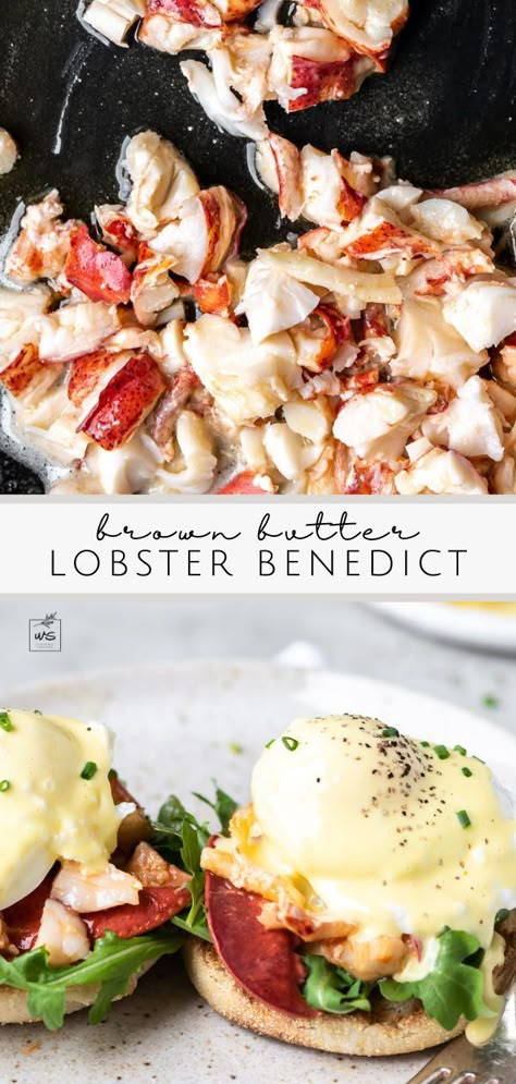 Seafood Eggs Benedict, Lobster For Breakfast, Seafood Breakfast Ideas, Lobster Benedict Recipe, Best Eggs Benedict Recipe, Lobster Eggs Benedict, Seafood Benedict, Lobster Breakfast Recipes, Seafood Breakfast Recipes