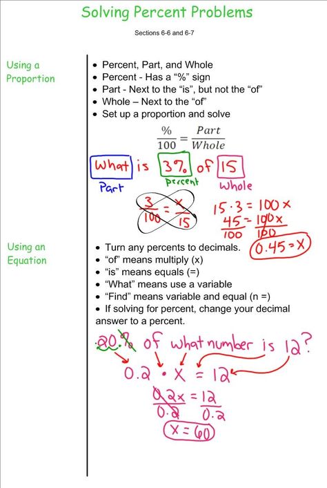 Solving Percent Problems - 7th Grade Pre-Algebra - Mr. Burnett College Math Notes, Relationship Worksheets, College Math, Ratios And Proportions, Middle School Math Teacher, Sixth Grade Math, Math Notes, Pre Algebra, 7th Grade Math