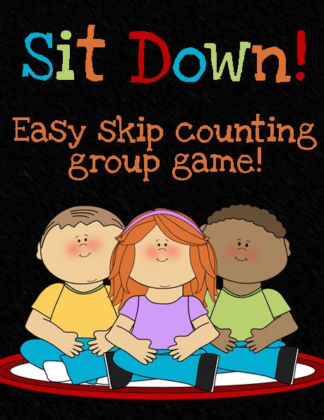 “Sit Down!” is another all purpose game.  Kids stand in a big circle.  One student is "it" in the middle with a pointer (or just his finger).  "It" gets to decide what number we start counting on t... Skip Counting Games, Skip Counting Kindergarten, Maths Multiplication, Skip Counting Activities, Math Number Sense, Math Groups, Math Counting, Skip Counting, Second Grade Math