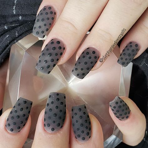 Black Polka Dot Nails, Dot Nails, Grey Nail Designs, Polka Dot Nails, Gray Nails, Dots Nails, Life Board, Ballerina Nails, Dipped Nails