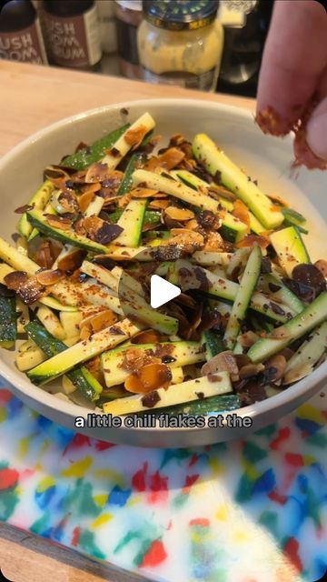 Adam Roberts on Instagram: "Toasted almond zucchini: a summer vegetable game changer. 🥒🌰

#zucchini #sidedish #cooking #food #eeeeeats #foodstagram #foodporn #foodie #eat #veg #vegetarian #vegan" Zucchini With Almonds, Mediterranean Zucchini, Toasted Almond Zucchini, Zucchini Squash And Mushroom Recipe, Baked Zuchinni, Squash Zucchini Mushroom Recipes, Crunchy Zucchini, Heart Healthy Recipes Easy, Cooked Veggies