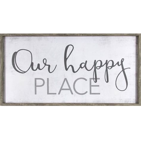 20X40 Our Happy Place Textured Plaque Framed Our Happy Place Sign, Gray Sectional Living Room, Happy Place Sign, Wooden Wall Signs, Our Happy Place, Diy Furniture Decor, Warm Home Decor, Light Crafts, Living Room Tv Stand